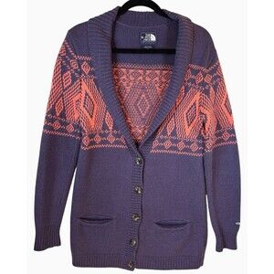North‎ Face Women's Sweater Cardigan Jacquardigan S Button Shawl Collar Wool